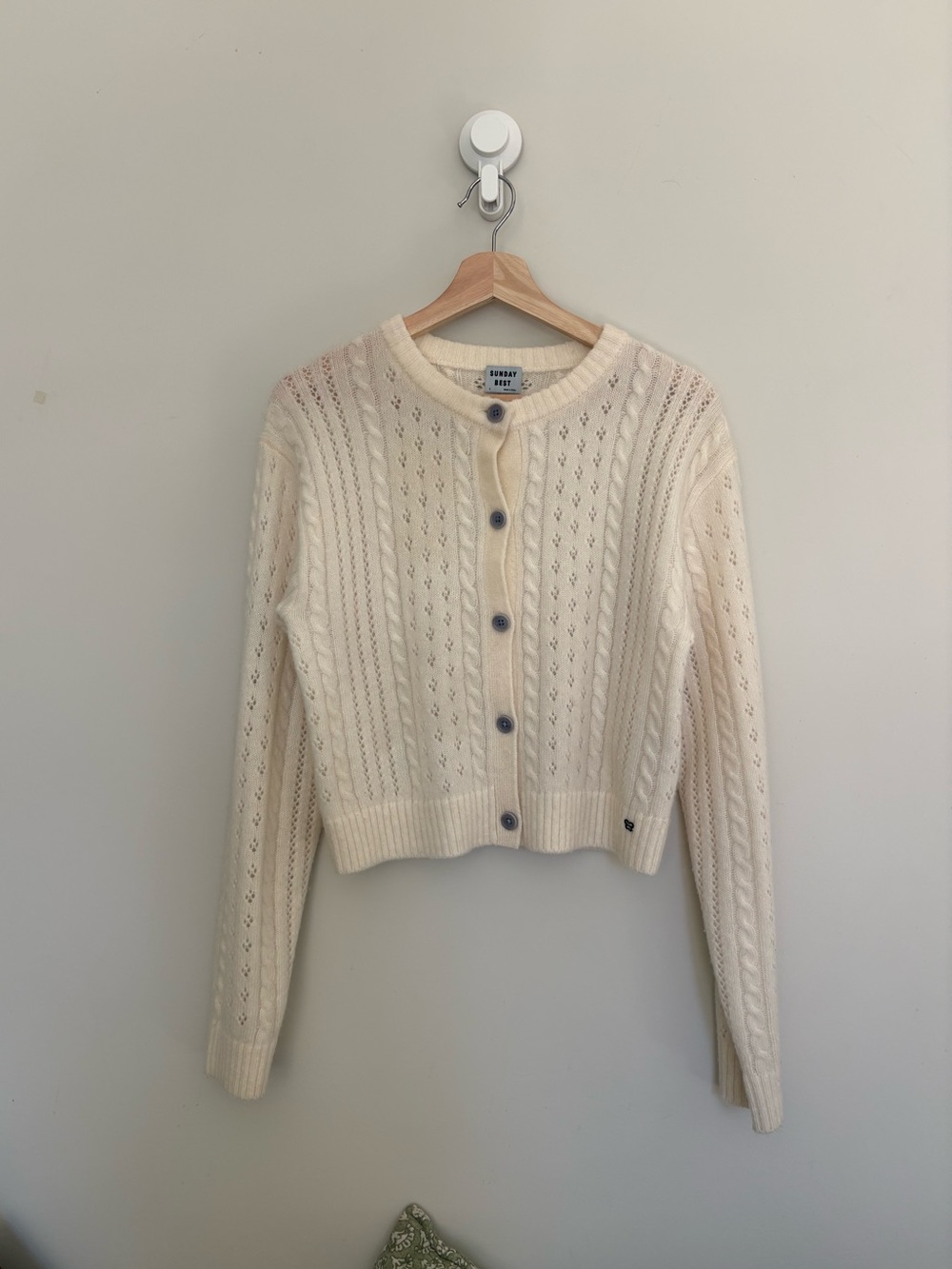 Sunday Best Ivory Cable Knit Button-Up Cardigan - Picture 8 of 8